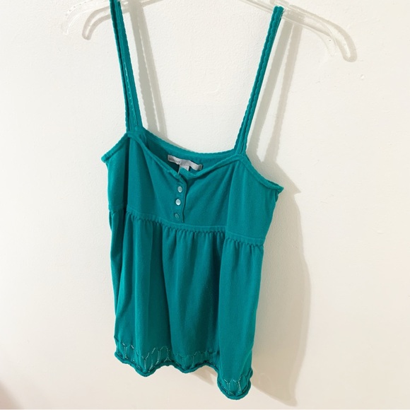 Old Navy Knit Sweater Top Scallop Thin Strap Button Front Decorative Knit at Hem - Picture 3 of 13